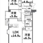 クレアセトル船越南　専有面積81.06㎡。4LDKの間取りです。(間取)