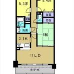 ローレルコート丹那ハイツD・ソレイユ館　専有面積68.92㎡。3LDKの間取りです。