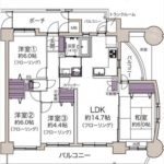 フローレンス南観音公園　専有面積83.01㎡。4LDKの間取りです。