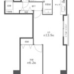 カルチェ大手町　専有面積53.31㎡。1LDKの間取です。(間取)