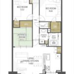 ヴィラージュ堀越弐番館　専有面積71.40㎡。3LDK+WICの間取りです。