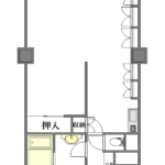 チサンマンション広島　専有面積54.47。1Rの間取りです。
